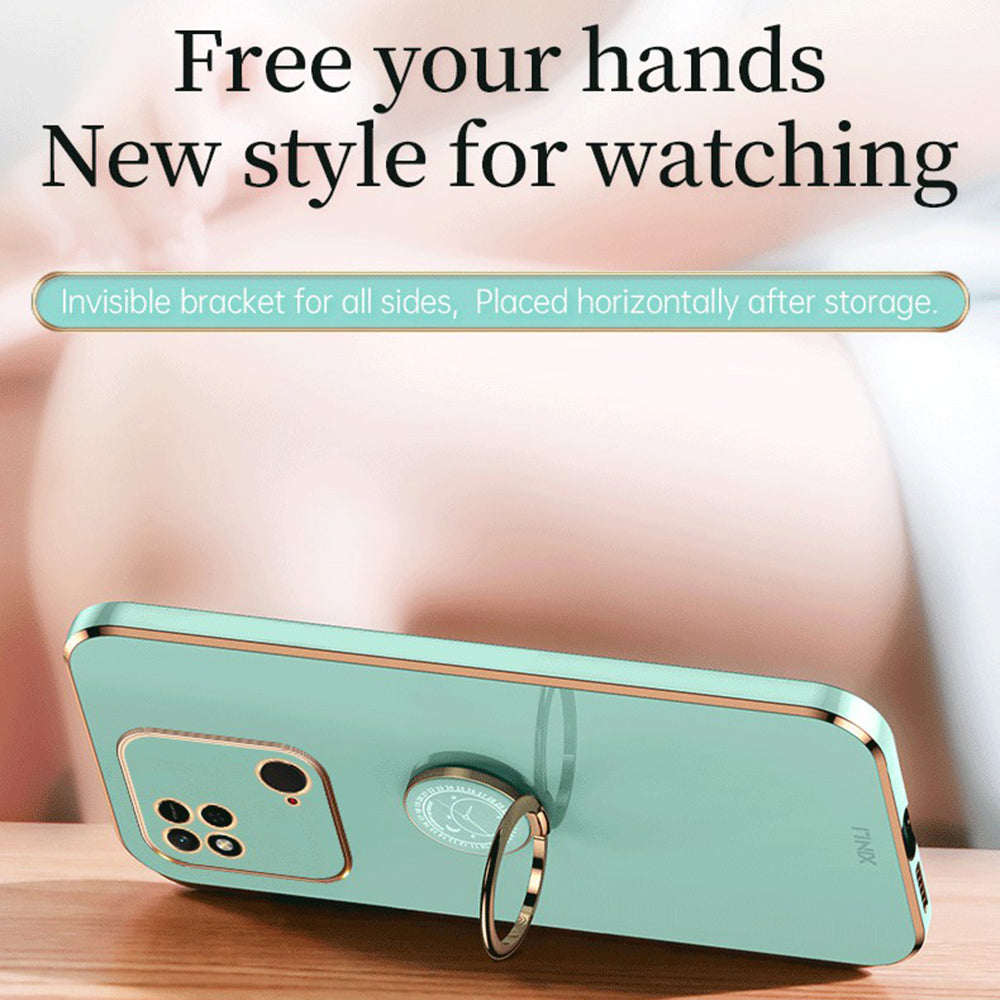 XINLI For Xiaomi Redmi 10C 4G Phone Case Electroplating Golden Edge Ring Holder Kickstand TPU Phone Cover XINLI For Xiaomi Redmi 10C 4G Phone Case Electroplating Golden Edge Ring Holder Kickstand TPU Phone Cover